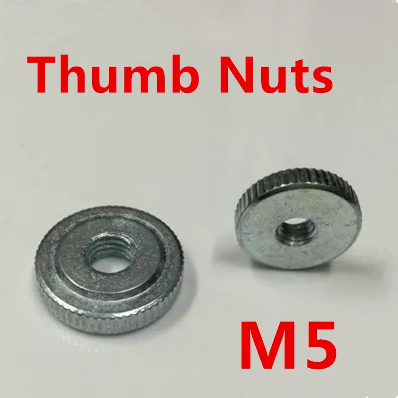M5 Thumb Nuts Thin Knurled Steel Metric Fastener Zinc Plated Pack 100