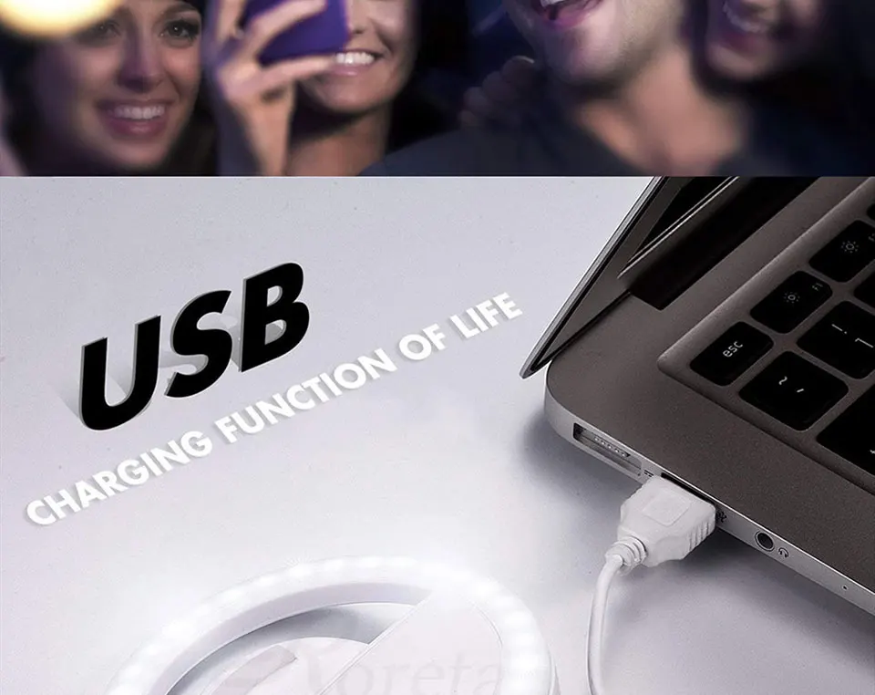 Roreta USB зарядка 36 светодиодный светильник для селфи для Iphone светильник ing Ночная тьма фотография селфи кольцевой светильник для всех смартфонов