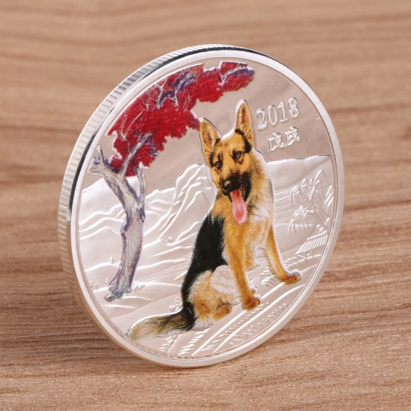 Dog New Year Police Dogs Commemorative Coin Gift Souvenir Decoration Golden Silver Puppy