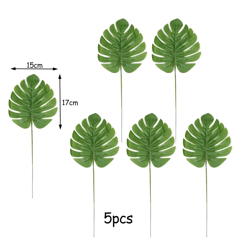 Artificial 5 шт. искусственные тропические Пальмовые Листья Гавайский лист моделирования Гавайи для Гавайской вечеринки украшения домашний садовый стол Декор - Цвет: Green 3