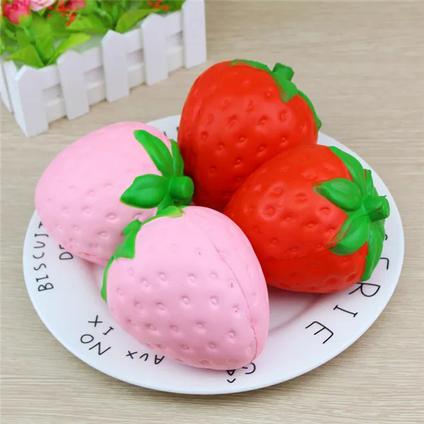 Big Jumbo Juicy Squishy Strawberry Fake Artificial Food Fruit Memory Foam Venting toys - 1