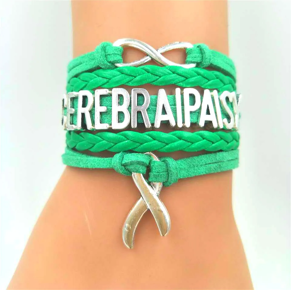 

GVUSMIL High Quality Cerebral Palsy Awareness Ribbon Bracelet Green Warrior Fight for Cerebral Palsy Bracelet Jewelry