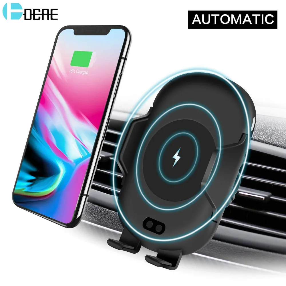 

DCAE 10W Wireless Car Charger Automatic Clamping Qi Fast Charging Car Phone Holder for Samsung S9 S8 S10 iPhone X 8 XS MAX XR