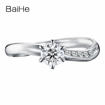 

BAIHE Solid 10K White Gold(AU417) Certified 0.25ct Round 100% Moissanite Engagement Trendy Wedding Women Gift Fine Jewelry Ring