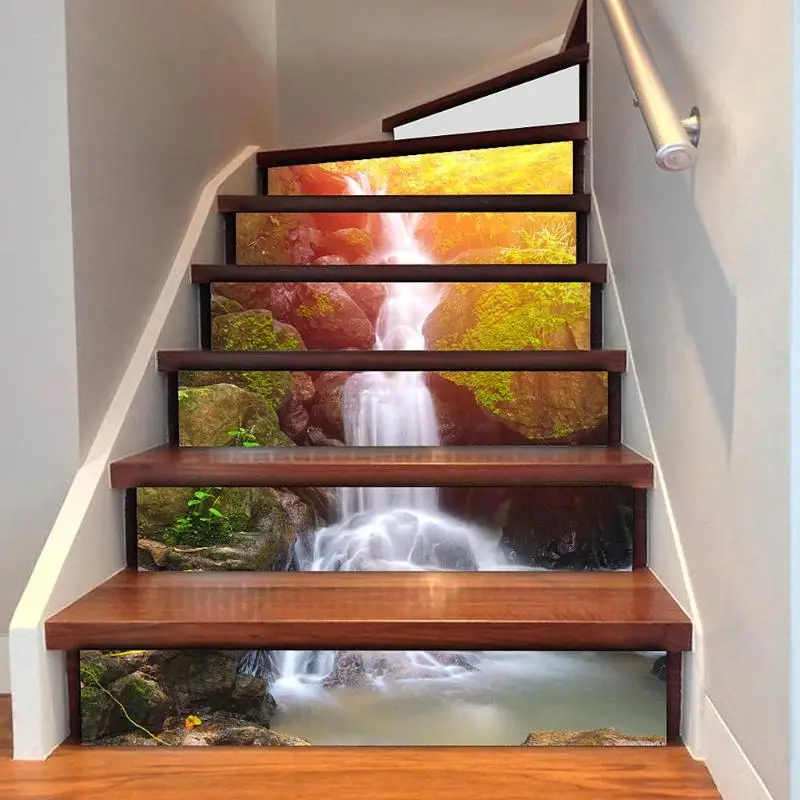 6 шт. DIY водонепроницаемый коридор лестницы наклейки осень лес узор пол наклейки для украшения дома поставка наклейки на стену 10 типов