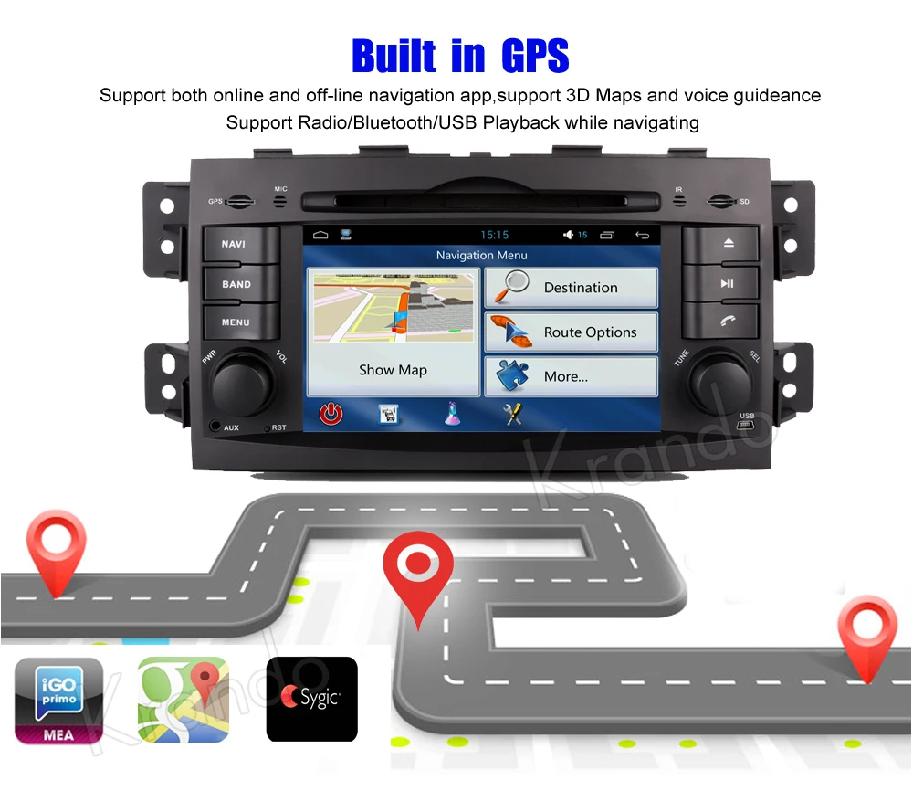Excellent Krando 7" Android 9.0 car navigation multimedia system for Kia Mohave Borrego 2008+ audio radio gps dvd player WIFI 3G DAB+ 2