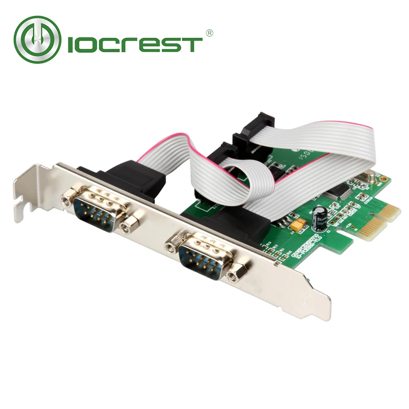 IOCREST PCI Express 2 порта Последовательный rs232 com db9 контроллер cardpci-e 1,0x1 wch 382 чип с низкопрофильным кронштейном