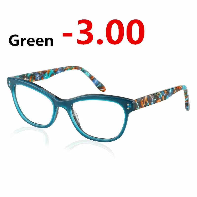 Ацетатная оправа для очков, женские готовые солнцезащитные фотохромные Оправы для близорукости, оправы для оптических очков и линзы по рецепту, очки для близорукости - Цвет оправы: green -3.00