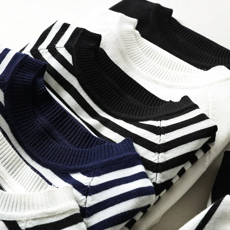 Летний пуловер в полоску с коротким рукавом, женский свитер, вязаный, свитера с круглым вырезом, топы, корейский пуловер, женский джемпер, белый, черный