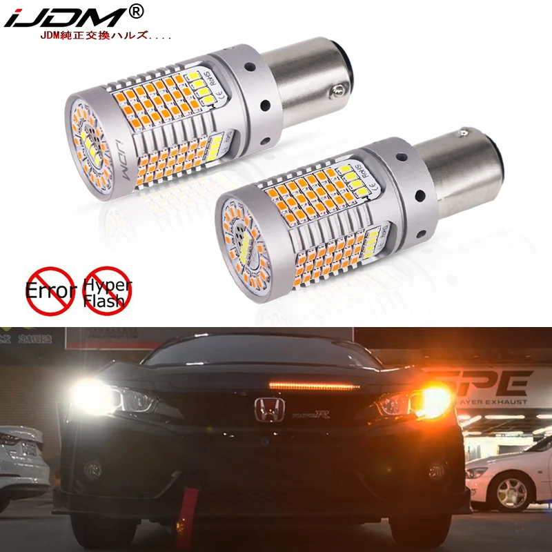 

iJDM CANbus No Hyper Flash 1157 LED P21/5W BAY15d White/Amber LED Bulbs For 13-17 Accord Sedan Daytime Running/Turn Signal Light