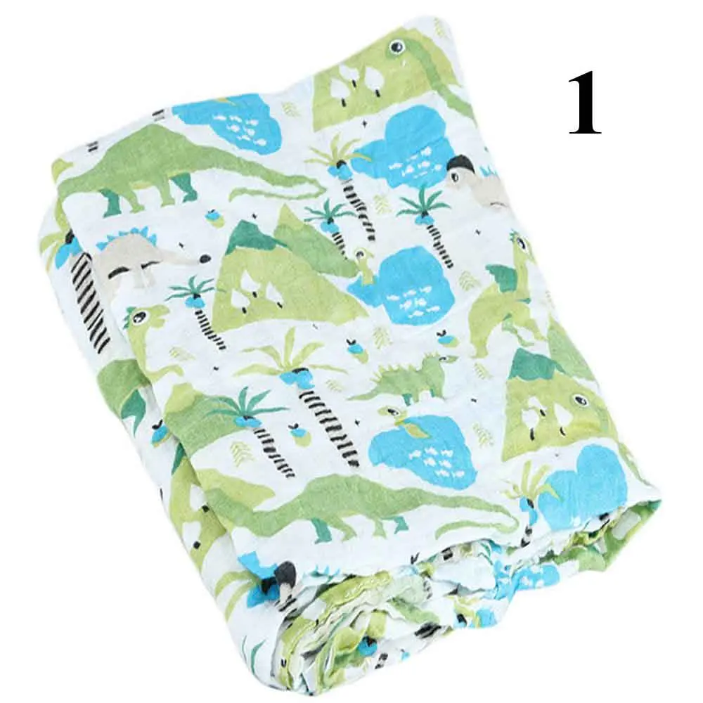 1 STÜCK Beliebte Neugeborenen Weiche Atmungsaktive Musselin Decke Baby Swaddle Cartoon Gedruckt Baumwolle Multi-verwendung Decke Bettwäsche Wrap