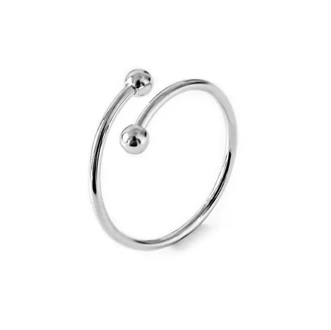

rx076 Small Round ball open cross Gold and silver black ring European simple double ball Cute/Romantic women jewelry