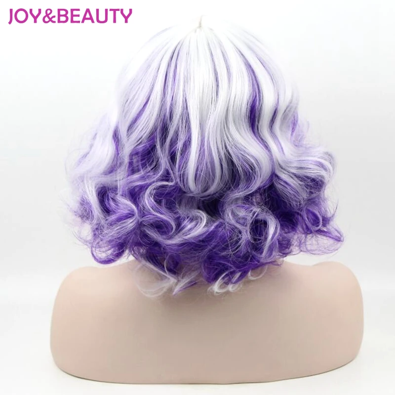 JOY& BEAUTY, 20 см, белый, синий, смешанный, белый, красный, короткие кудрявые синтетические волосы, парики для косплея, для Harajuku, вечерние, парик, термостойкие волосы