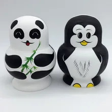 10 Layers Nesting Dolls Wooden Cute Panda Penguin Hand painted Russian Doll Matryoshka Toys Home Decoration