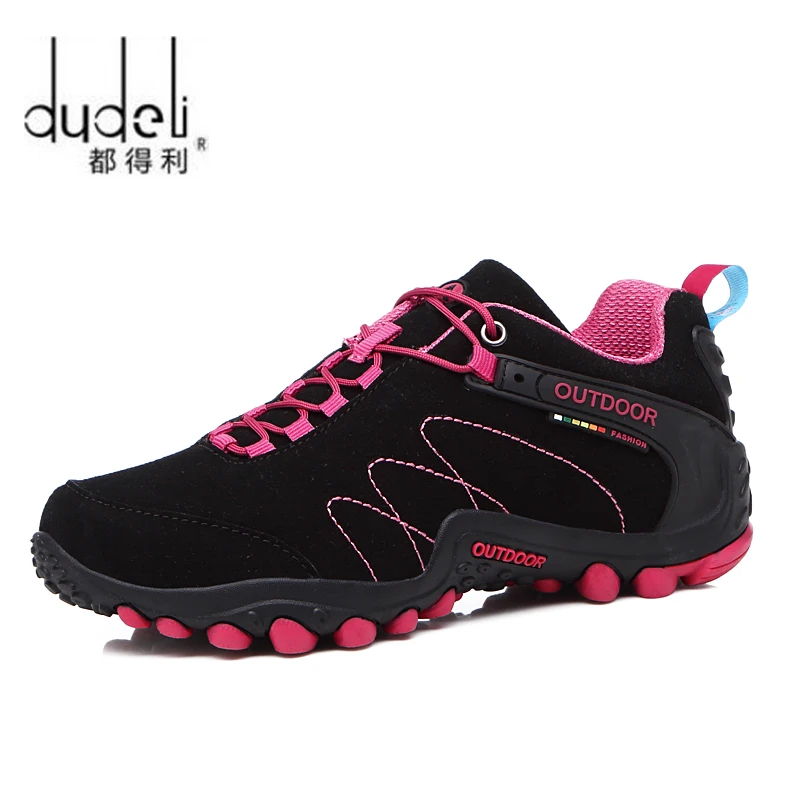 Весенняя походная обувь для женщин и мужчин; водонепроницаемая обувь; износостойкая обувь для альпинизма; кожаная спортивная обувь; треккинговые ботинки - Цвет: Черный