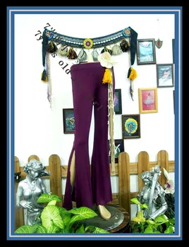 

Lycra cotton tribal Belly dance Sharp corners flare Pants with tape H30-35