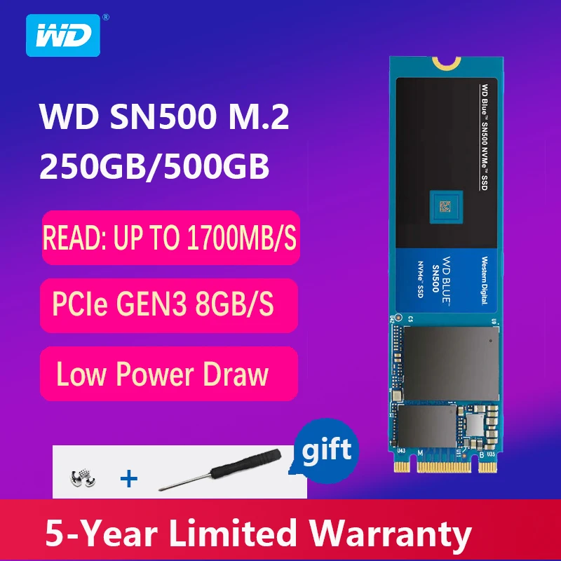 Внутренний твердотельный накопитель WD Blue M.2 2280 дюйма 250 ГБ 500 Гб SSD SN500 NVME SATA 3 0 8 ГБ/сек. 2 5 1700 для ноутбука и