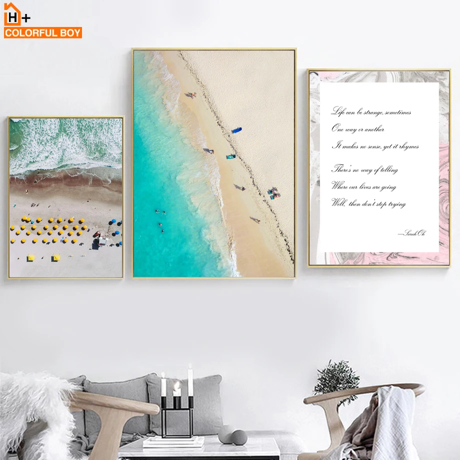 Sea Beach Life Quotes Landscape Wall Art Canvas Painting Nordic Posters And Prints Pop Art Wall
