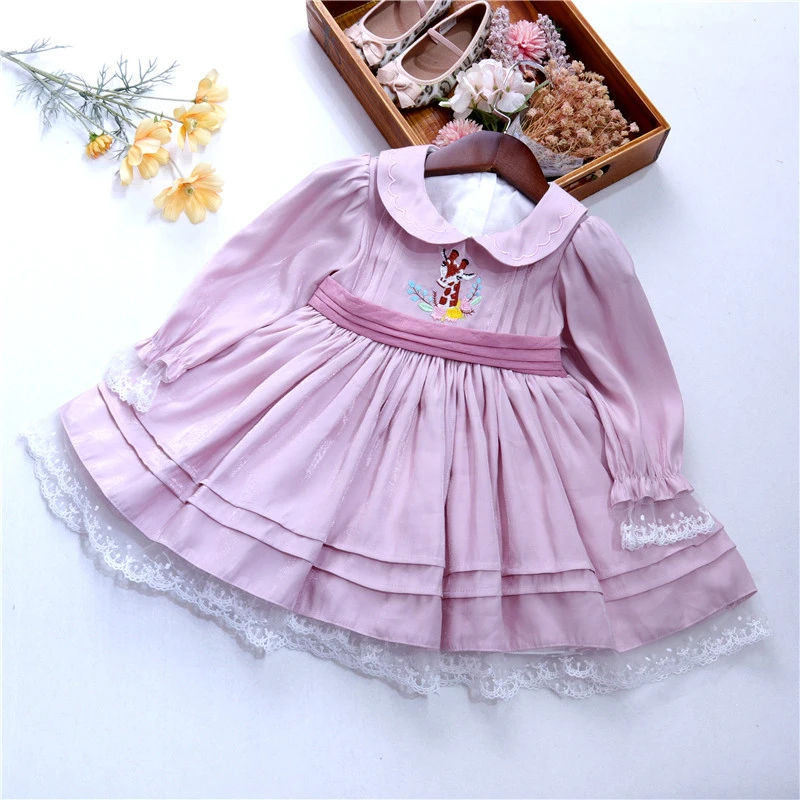 

baby girls long sleeve dresses vintage spanish embroidery kids clothes ball gown boutiques children clothing