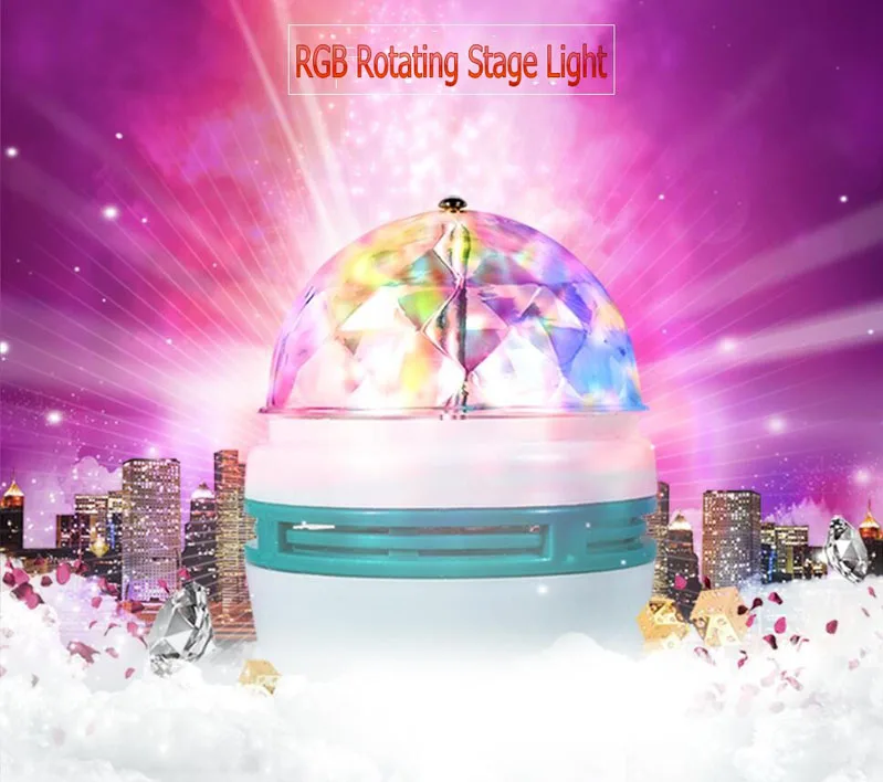 Полноцветный 3 Вт мини E27 RGB светодиодный светильник Авто вращающийся rgb светодиодный dj Дискотека сценическое освещение 85-265 в Праздничная лампа для бара KTV освещение