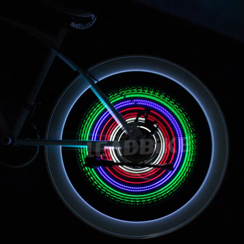 Sale Leadbike Bicycle Wheel Light 64 LEDs 30 Patterns Double Side Display Bike Front Tail Light Spoke Light Waterproof Tire Light 2