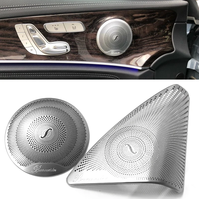 Автомобильная дверь аудио динамик декоративная накладка 3D наклейка для Mercedes Benz C Класс W205- автомобиль-Стайлинг нержавеющая сталь
