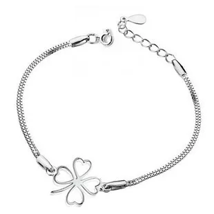 Браслет с цветами, серебряный браслет с клевером