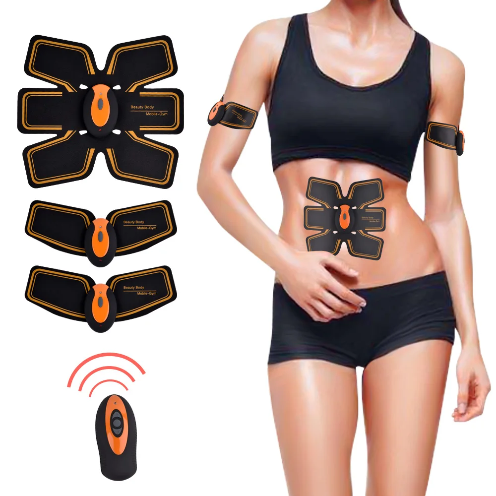 

Rechargeable Electric Muscle Stimulator EMS Abdominal Muscle Trainer Fitness Slimming Tens Muscle Exerciser Wireless Remote