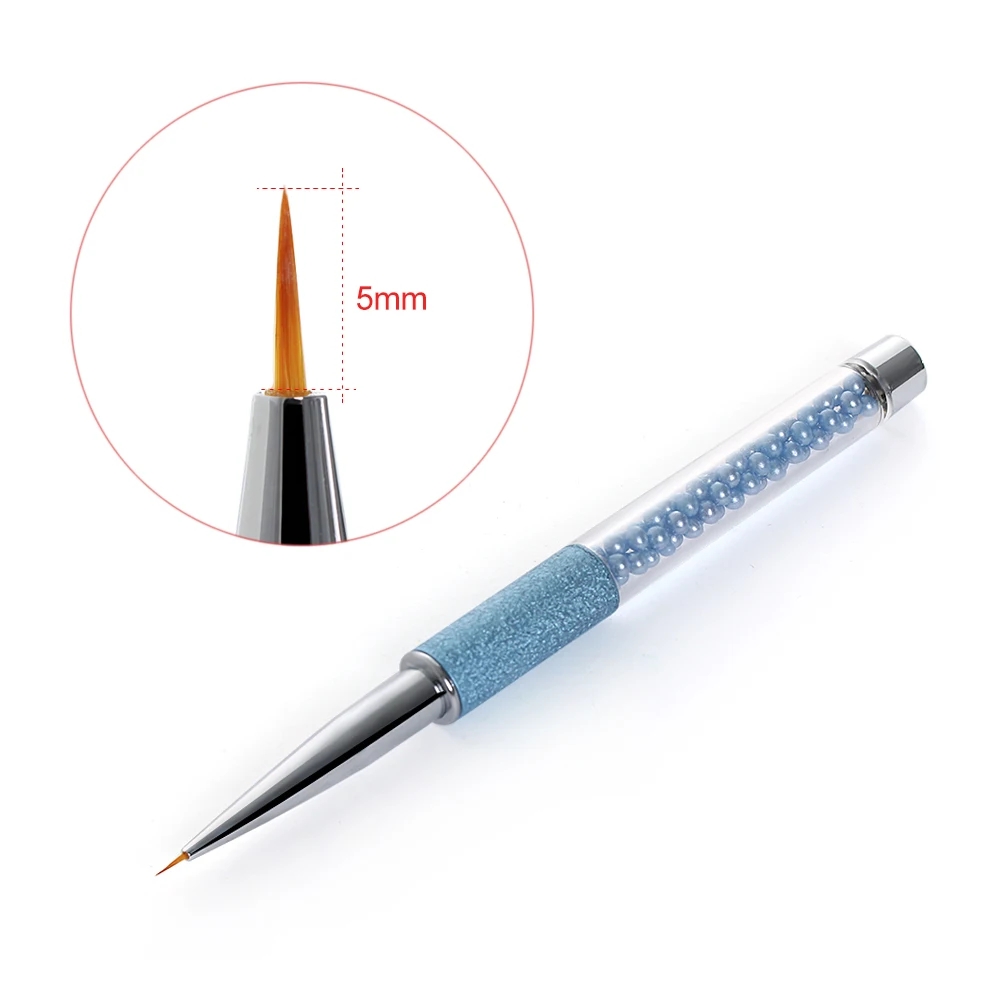 Модный Голубой Кристалл акриловая ручка для дизайна ногтей чертежный вкладыш кисть для рисования для ногтей Декоративный для маникюра DIY Инструменты для педикюра - Цвет: 5mm