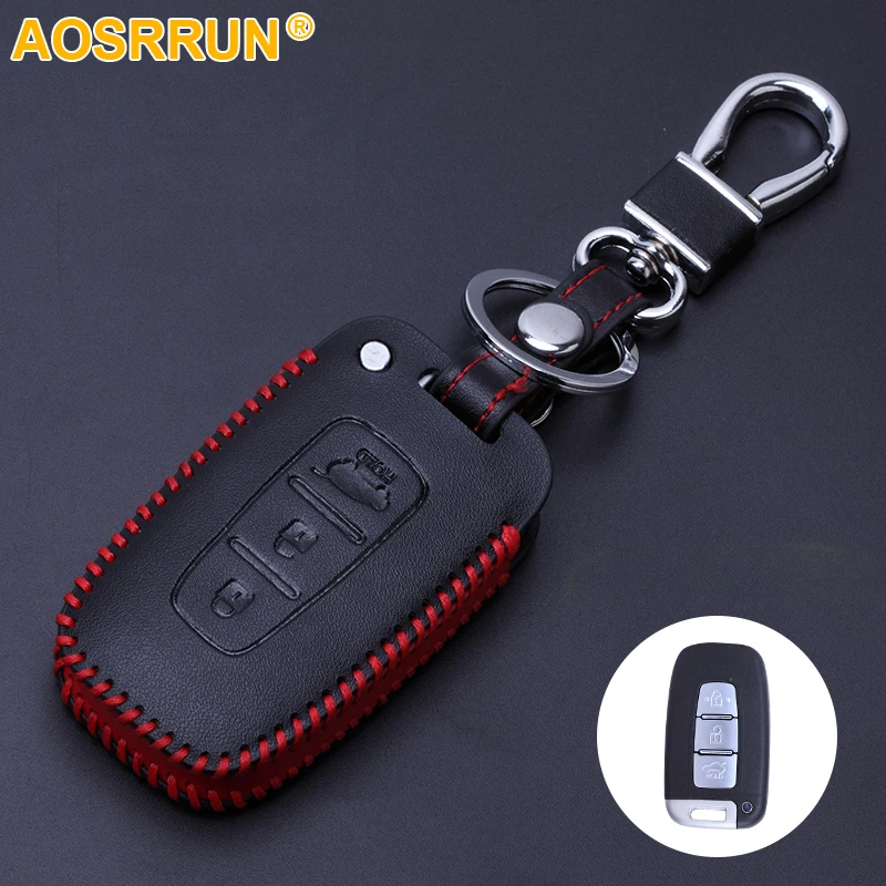 Smart key cover hide leather key case For hyundai I30 IX35 Tucson Sonata Car Accessories