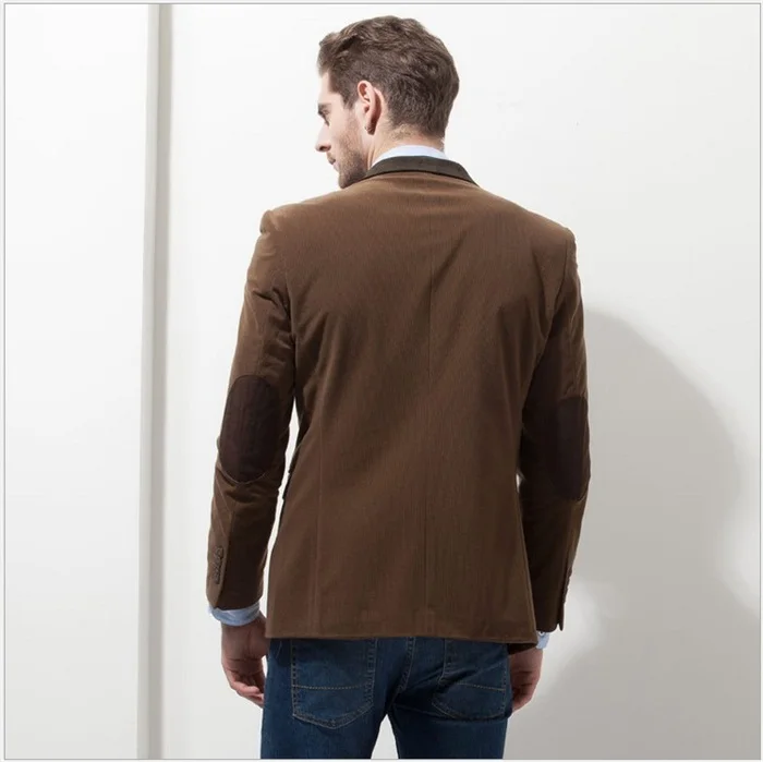 CH. КВОК Повседневное Для мужчин Блейзер Однобортный Solid Slim-Fit полноценно вельвет Smart Повседневные платья Свадебная вечеринка Костюмы