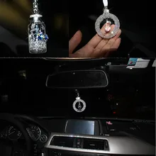 cool rearview mirror car ornament hanging Crystal wish bottle accessories interior bling decoration for girl women