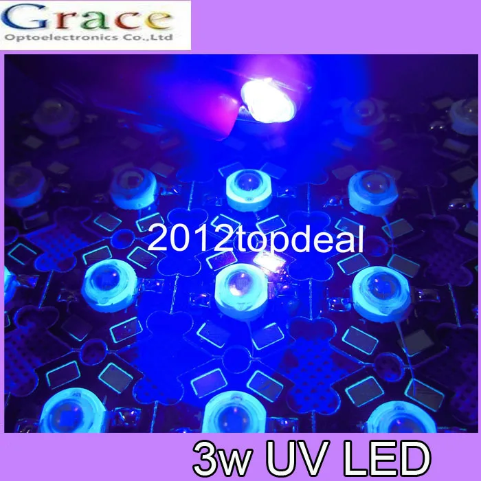 100pcs 3W 395NM UV LED /Ultra Violet High Power Bead Emitter 395-400NM led 3w chip uv diode | Лампы и освещение