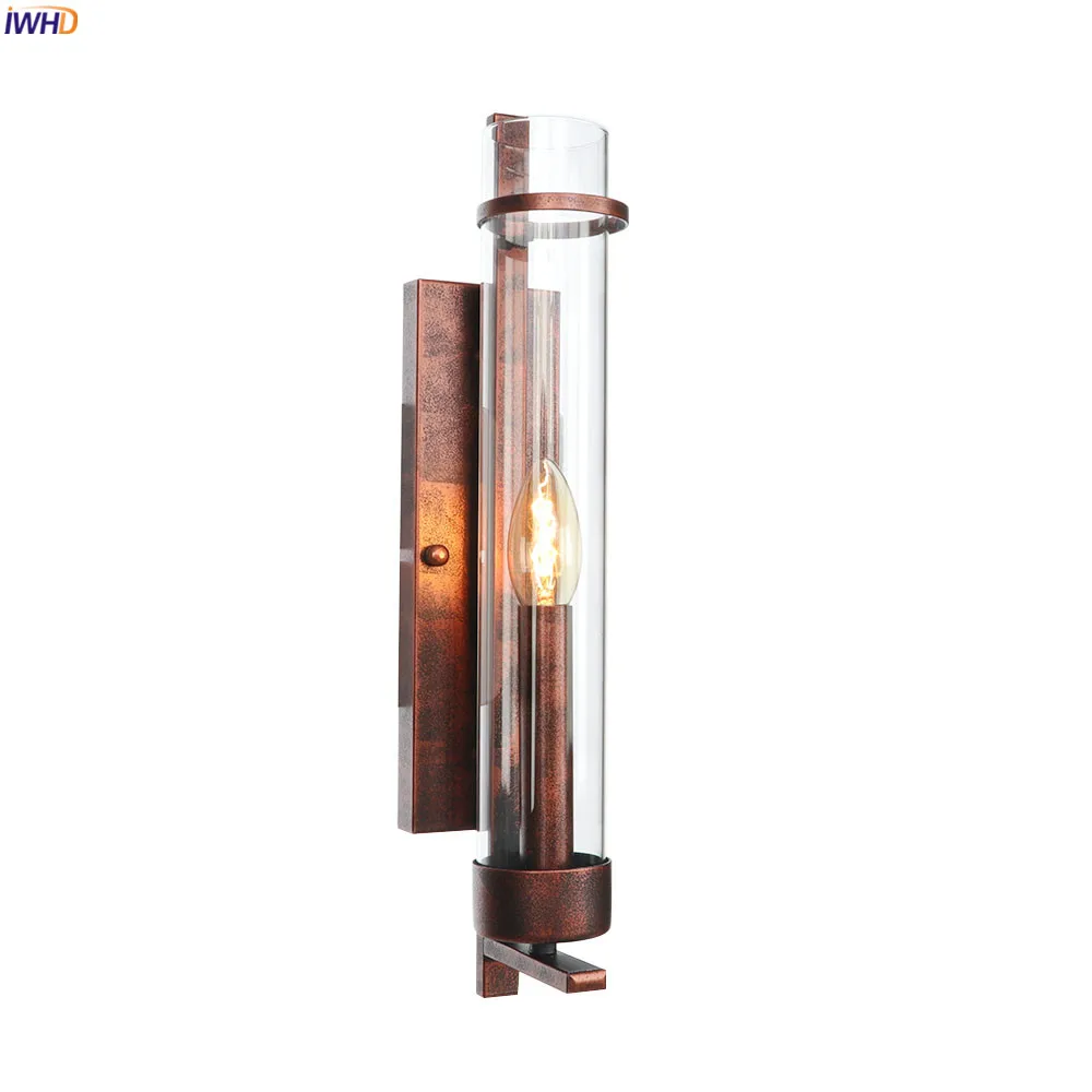 

IWHD Loft Style Retro LED Wall Lights For Home Lighting Hallway Porch Stair Light Antique Vintage Glass Wall Lamp Sconces Edison