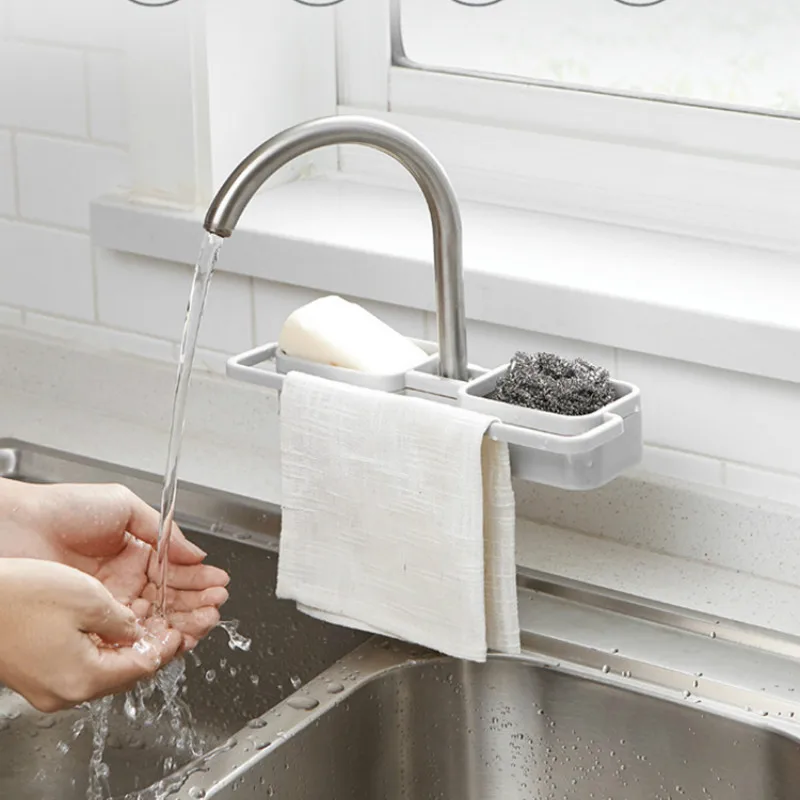 

style sink storage rack kitchen faucet sponge drain rack multi-function soap sponge storage rack lw03141120