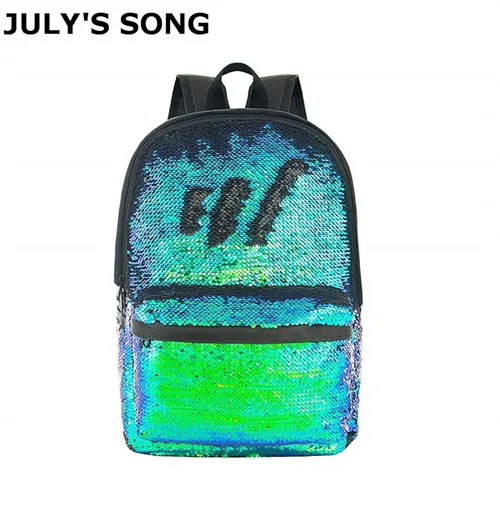 JULY'S SONG унисекс рюкзак для мальчиков и девочек модный рюкзак с блестками большая вместительная дорожная сумка студенческая школьная сумка - Цвет: Green
