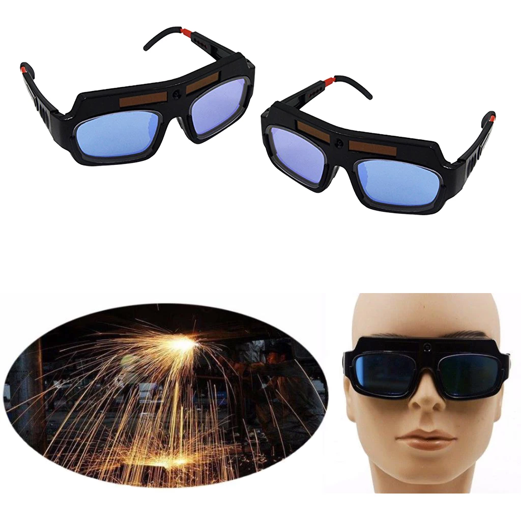 2x Solar Powered Auto Darkening Welding Mask Protective Goggles Safety Glasses Helmet Goggle Welding Glasses Lightproof 