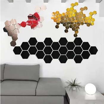 

Wall Stickers 12Pcs 3D Mirror Hexagon Vinyl Removable Wall Sticker Decal Home Decor Art DIY Sep29
