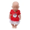 43 cm baby dolls Clothes new born red Santa dress Christmas clothing Baby toys fit American 18 inch Girls doll zf17