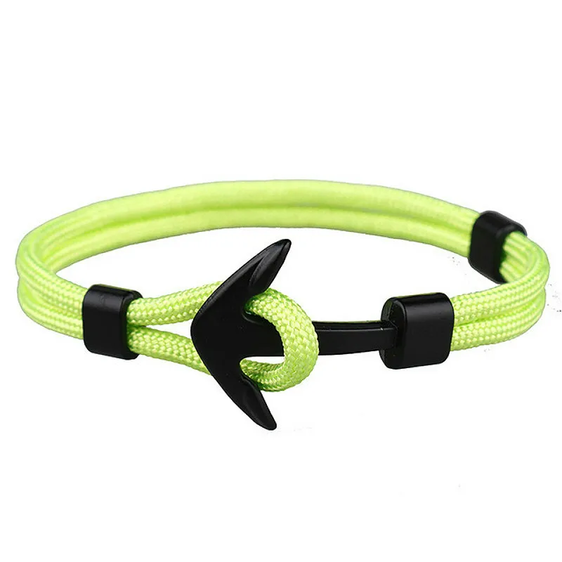 

1 Pcs Sell Fashion Black Color Anchor Strand Bracelets Men Survival Rope Chain Paracord Bracelet Metal Sport Hooks