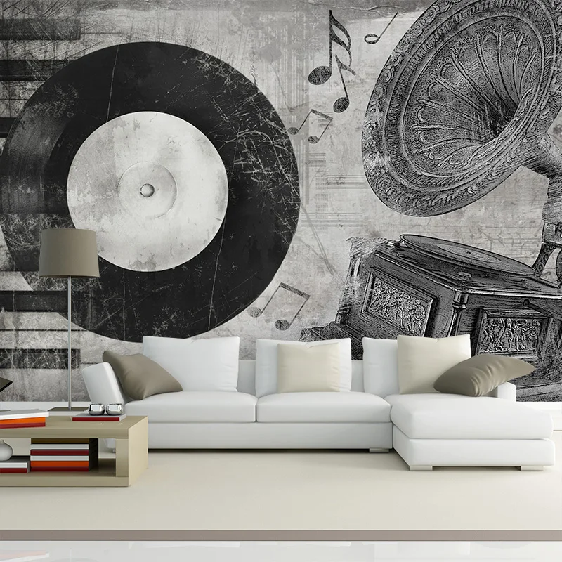 Custom 3d Mural Black White Music Instrument Wallpaper Living Room Bedroom Music Studio Dining Room Backdrop Cd Wallpaper Mural