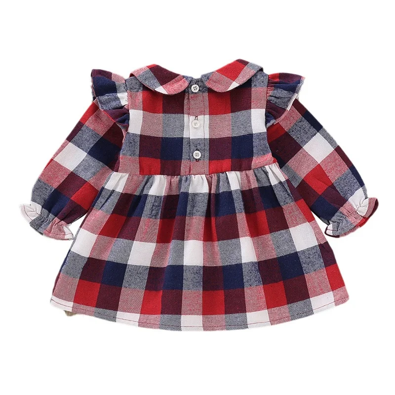 Платье для маленьких девочек; коллекция 2019 года; весеннее клетчатое платье с длинными рукавами для новорожденных девочек; платье для дня
