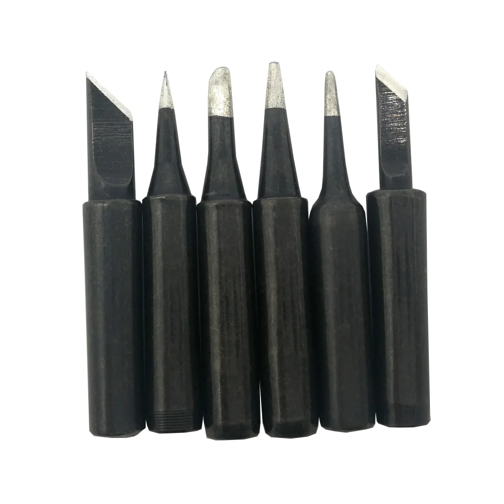 

6PCS Black 900M-T Lead-Free replaceable solder iron tip For Hakko solder station 936 852d 909D ESD 900M-T-B I SK 3C K 1C