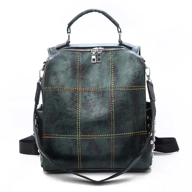 

Large Capacity Backpack Women Colorful Thread School Bags For Teenage Girls Shoulder Bag Rivet Travel Backpack Female