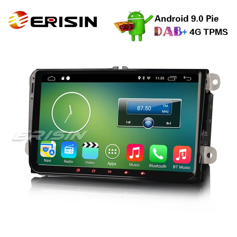 Erisin ES3518V " Android 9,0 автомобильный радиоприемник DAB+ 4G gps навигация для VW Passat Seat Skoda