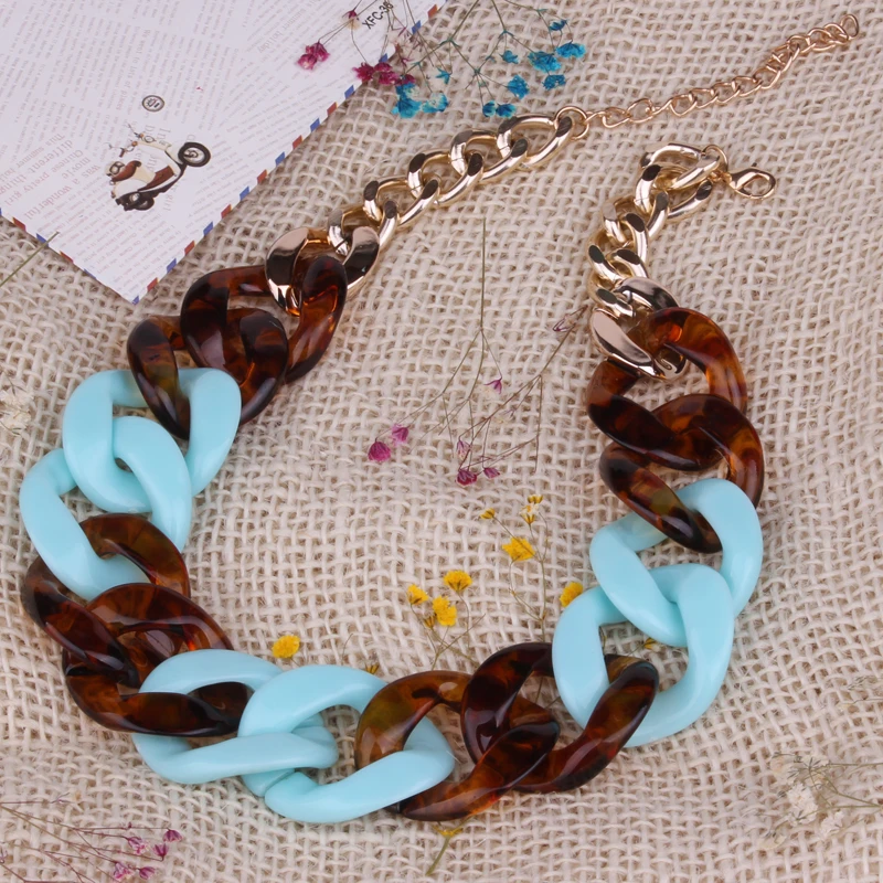 BOJIU New Fashion China chokers necklaces gothic necklaces for women resin link chain necklace NK1008 - Image 5