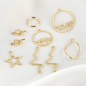 

New 50pcs/lot geometry rounds/bow/stars/wave shape alloy floating locket charms diy jewelry earring/garment pendant accessory