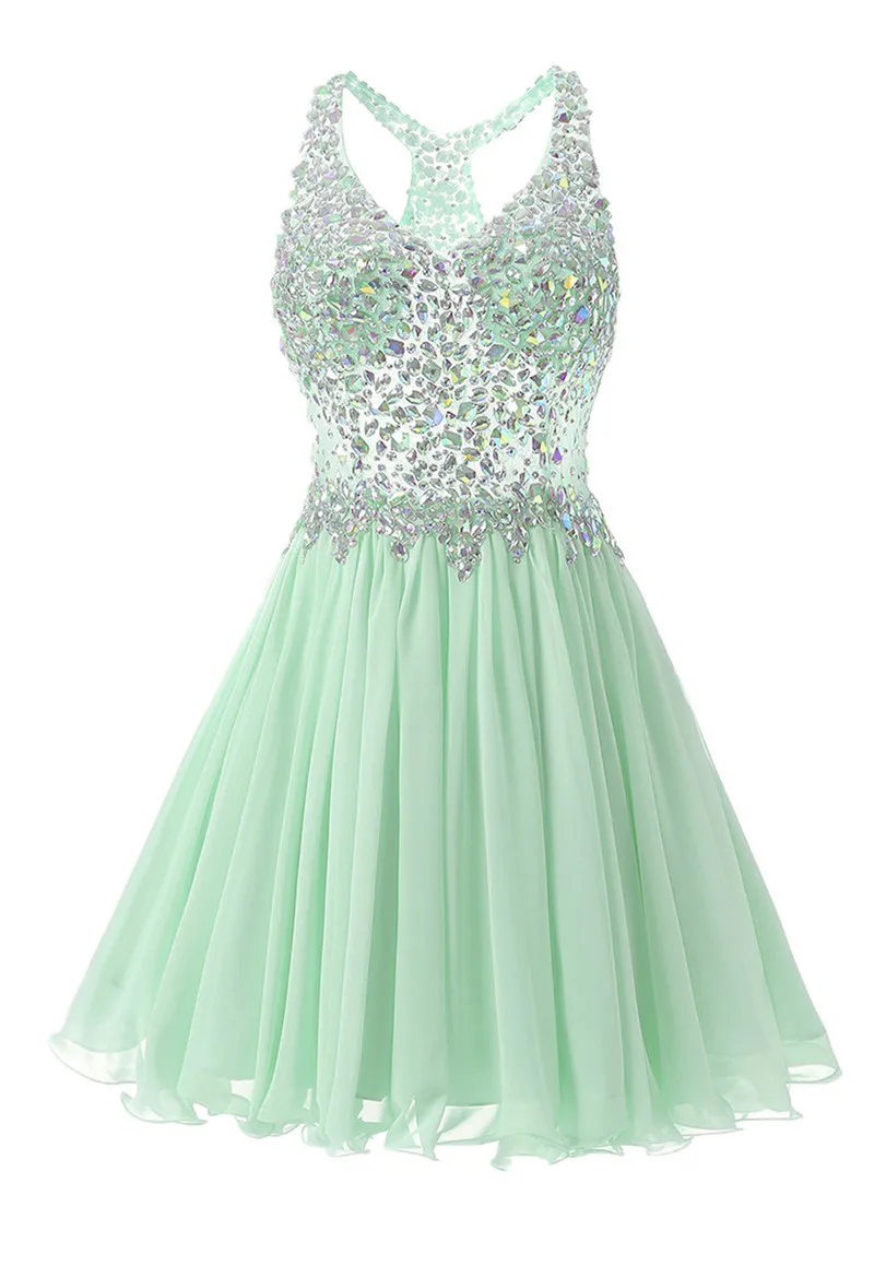 

Ansovis 2019 Prom Dress Short Rhinestones Homecoming Dresses for Junior Girls Ball Gown Evening Party Dress vestido de festa