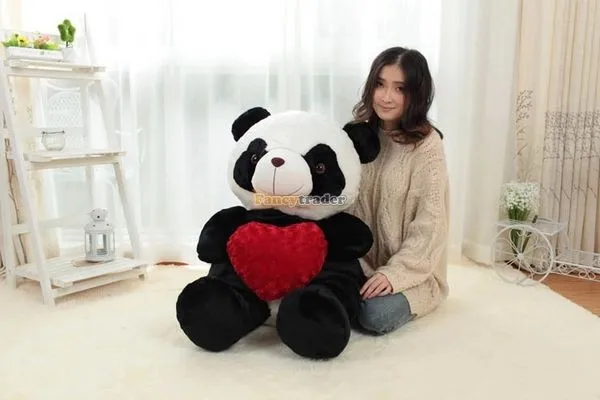 Fancytrader 47'' 120cm Super Funny Huge Plush Soft Stuffed Fat Lovely Heart Giant Panda, Free Shipping FT50780 (7)