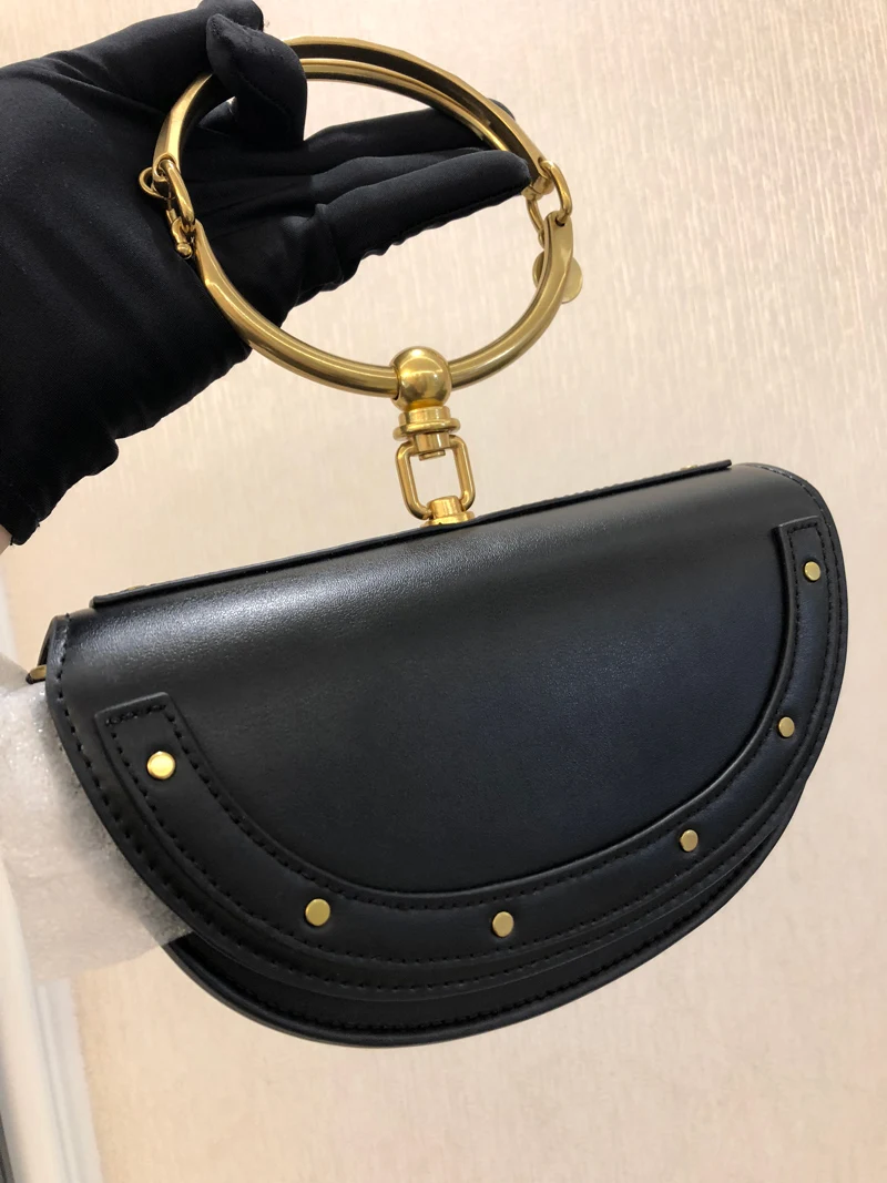2019 Luxury Women Bag Brand Shoulder Bag Half Moon Handbag Fashion Crossbody Bag Genuine Leather Purse Ring Ladies Bag